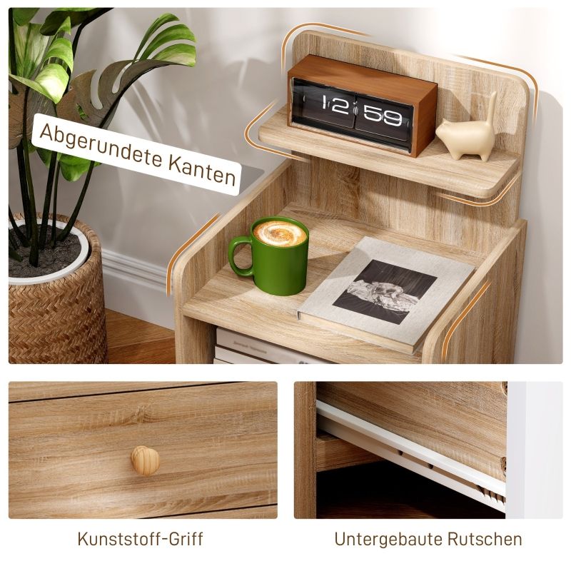 Beistelltisch Mit Stauraum, Nachttisch Aus Spanplatte, Kippsicher, Naturholz_voghion.com