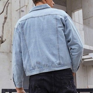 Herren-Jeansjacke mit Blumendruck, locker sitzender, lässiger Langarm-Hemdmantel für Frühling und Herbst, trendiger Jugendmantel mit offener Vorderseite_voghion.com