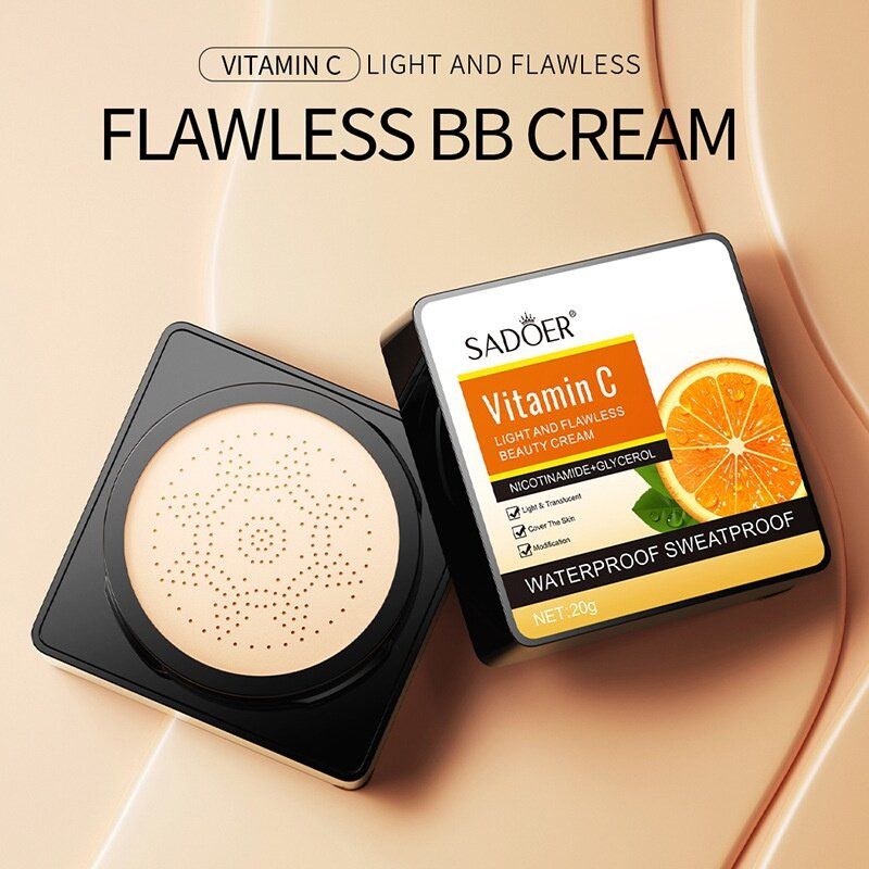 ROREC SADOER Vitamin C Light And Flawless Beauty Mushroom Head Air Cushion BB Cream Foundation Concealer 20g_voghion.com