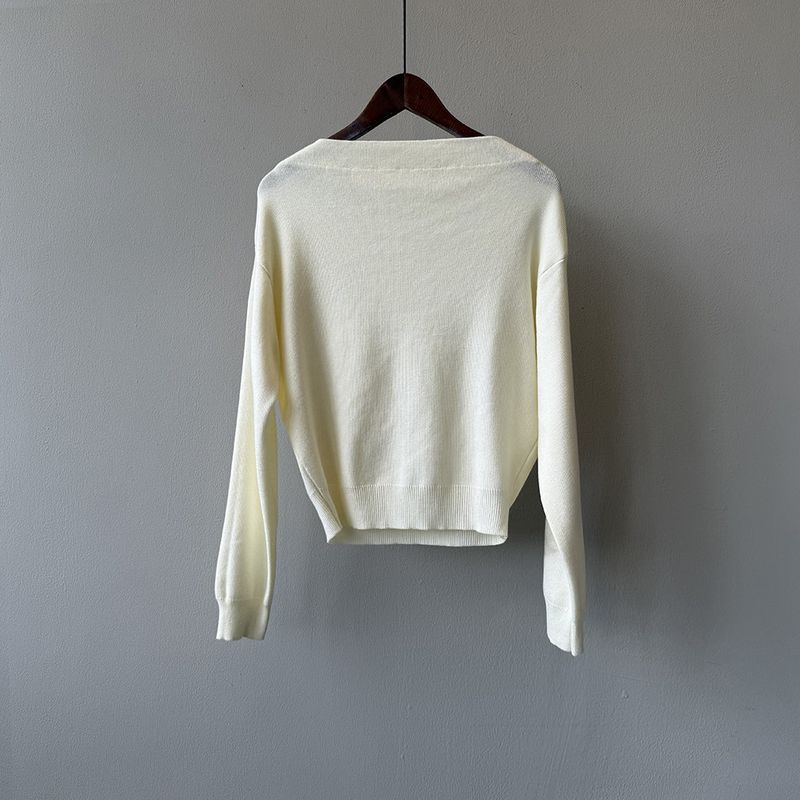 Yanshuang Koreaanse stijl gestreepte elegante off-shoulder gebreide trui voor vrouwen herfst high-end losse afslankende basis shirt_voghion.com