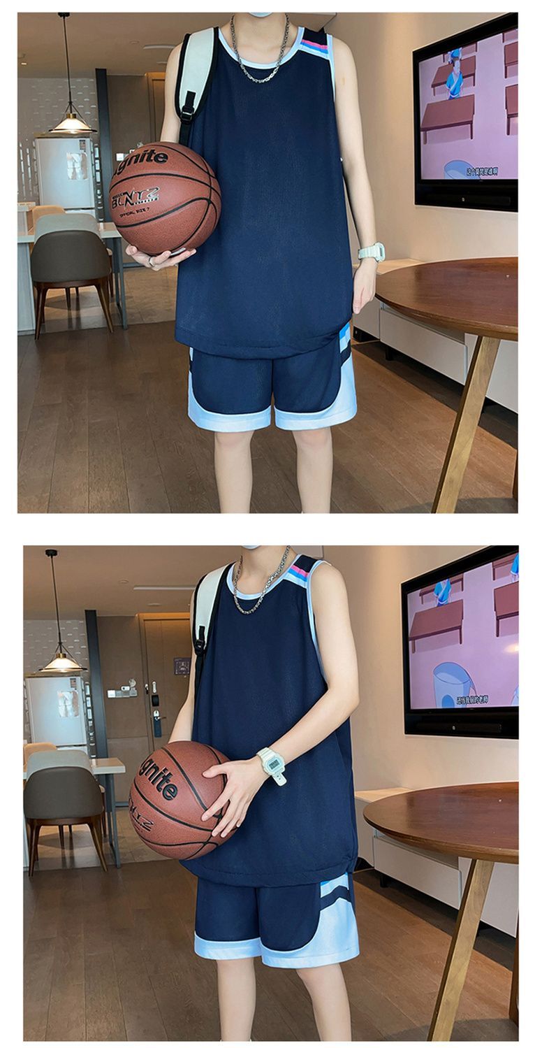 Erkekler İçin Yazlık Yeni Buz İpek Hızlı Kuruyan Günlük Spor Seti, Fitness Koşu Spor Giyimleri, Öğrenci Antrenman Basketbol Kıyafetleri_voghion.com