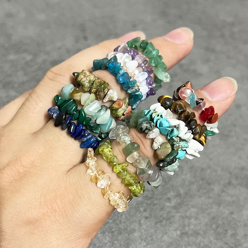 Heiße Verkäufe Armband aus natürlichem Edelstein im Boho-Stil, elastischer Modeschmuck für Frauen, bunter verstellbarer Kristallring, Hochzeitsfeier_voghion.com