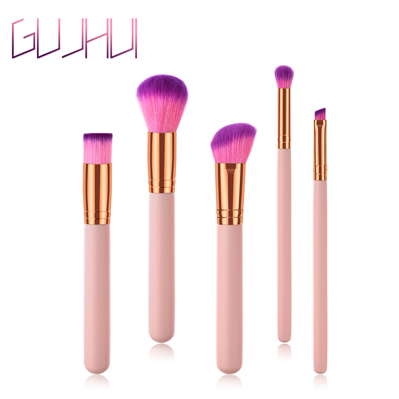 Pennelli per trucco da 5 pezzi, strumenti di bellezza, manico in legno Yuncai, tubo per la bocca, capelli in nylon GUJHUI_voghion.com