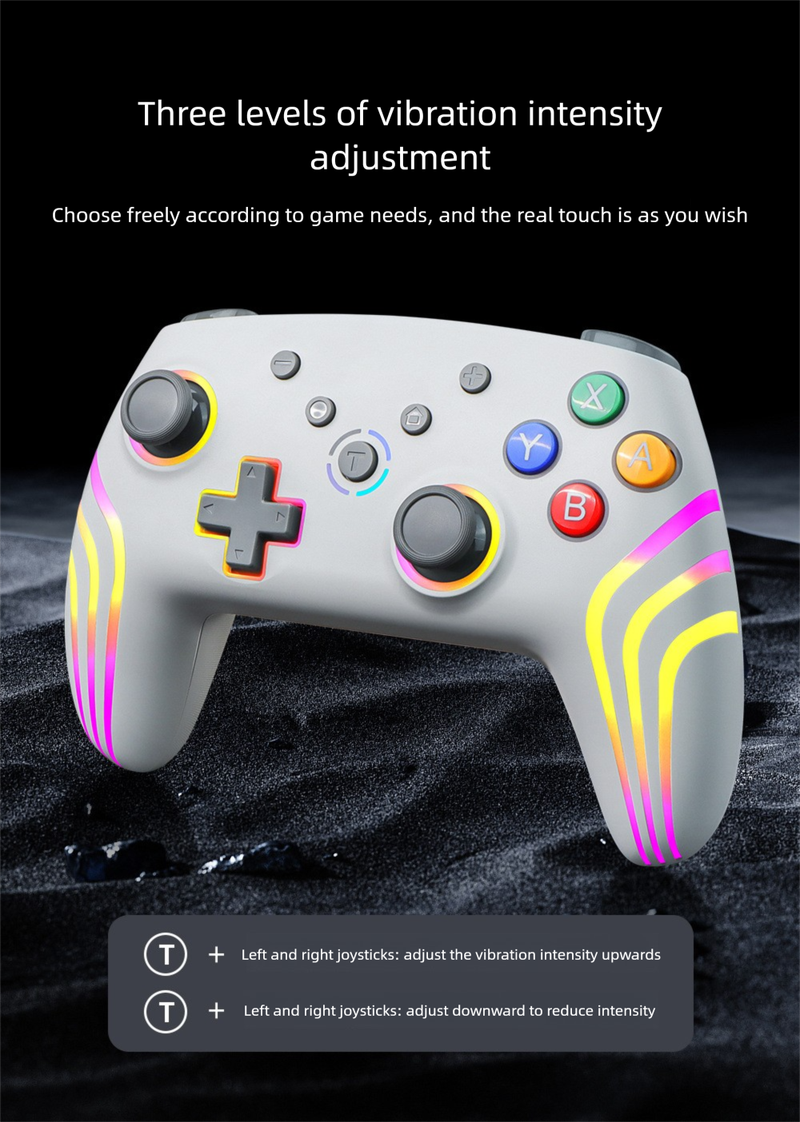 Neues Produkt NS PRO Game SWITCH Bluetooth Wireless Controller mit sechsachsiger Bewegungserkennung, Vibration, RGB-bunten Lichtern_voghion.com