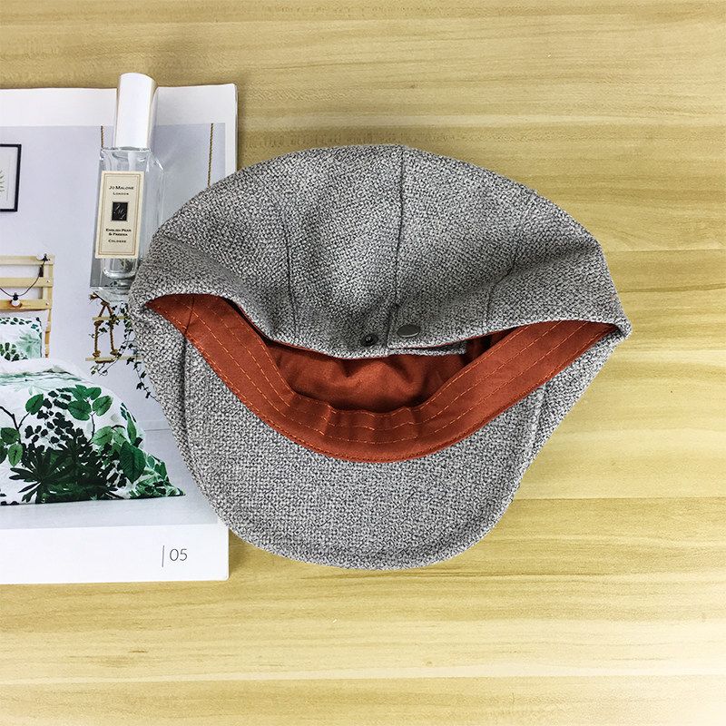 Berretto artistico beige in cotone e lino per donna, estivo, autunnale, sottile, a becco d'anatra, reversibile, cappello da detective alla moda_voghion.com