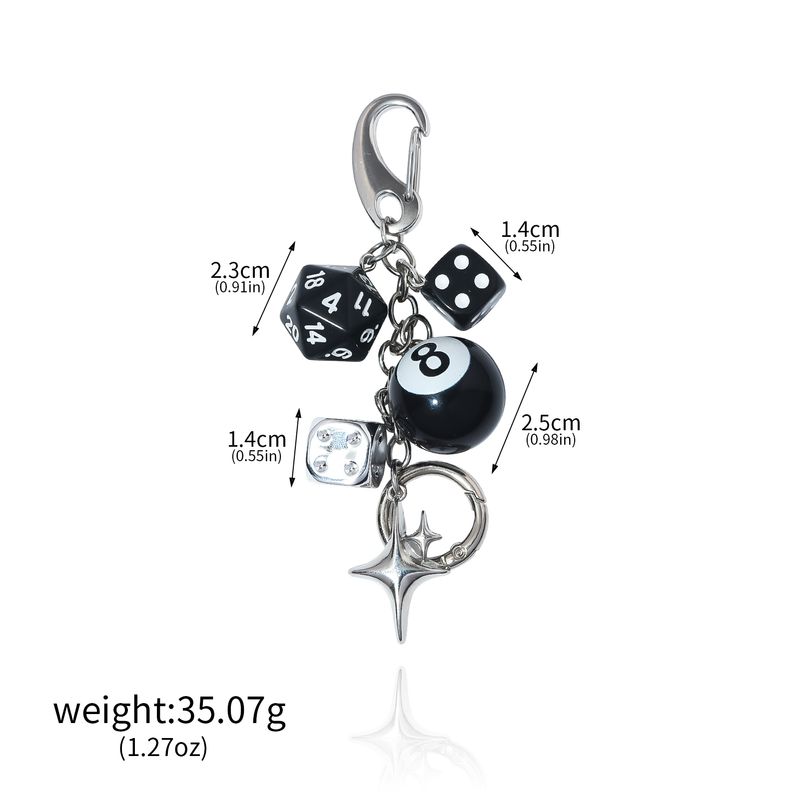 Punk Hiphop Black Dice No. 8 Billiards Keychain Y2K Pink Lucky Dice Starburst Pendant Bag Charms Hangings Ornament Accessories_voghion.com