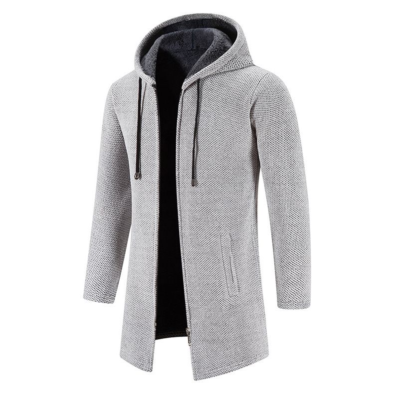 Men's medium length loose large size sweater coat knit cardigan men's top_voghion.com