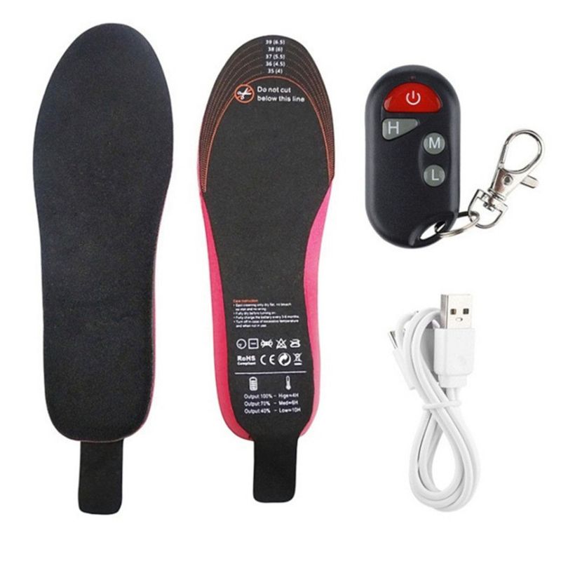 Dreistufige elektrische USB-wiederaufladbare Heizung Winter Skifahren warme Einlegesohlen Fußwärmer_voghion.com