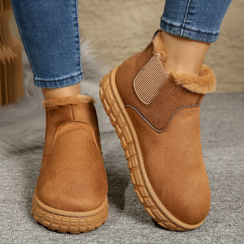 Women's Shoes New Autumn And Winter Snow Boots Women Warm Solid Color Large Size Elastic Band Thick Bottom Short Barrel Cotton Shoes_voghion.com