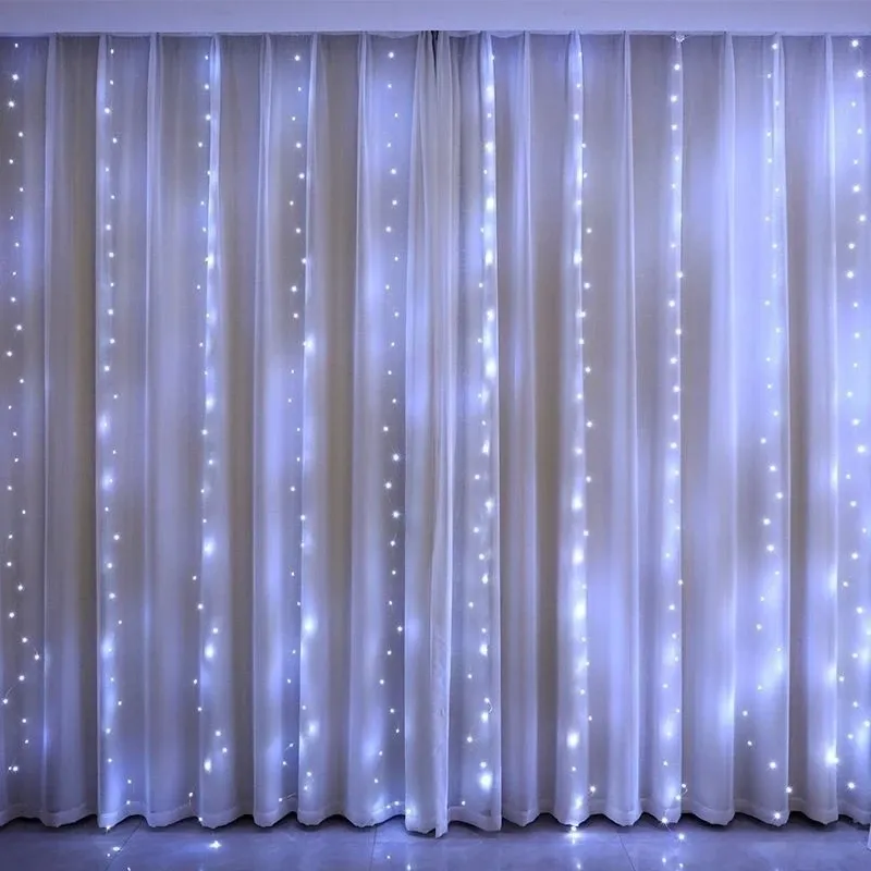Cortina de luces LED de 6/3 m, 8 modos de iluminación, ideal para decoración de interiores y exteriores, para Navidad, bodas, jardines, salas de estar y dormitorios._voghion.com