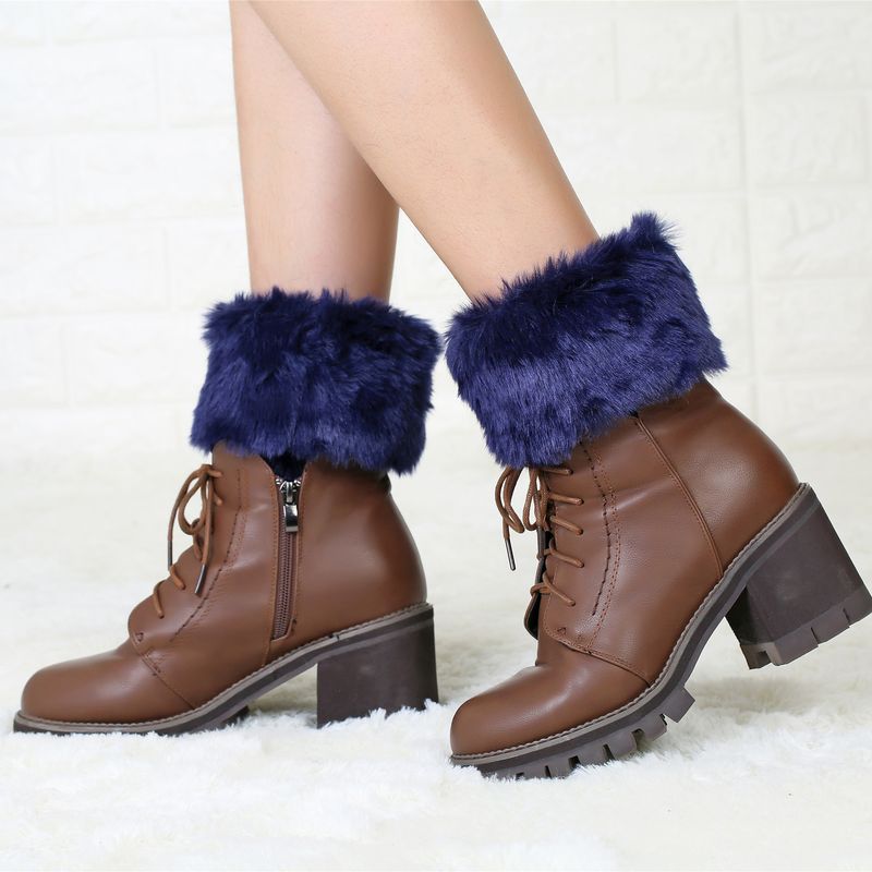 Neue Herbst-Winter-Kurzstil-Flip-Over-Plüsch-warme Socken und Stiefelüberzüge für Damen-Beinschützer aus gestrickter Wolle_voghion.com