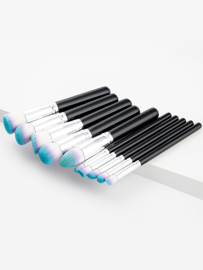 10-teiliges, hochwertiges, großes, professionelles Make-up-Pinselset in Schwarz_voghion.com