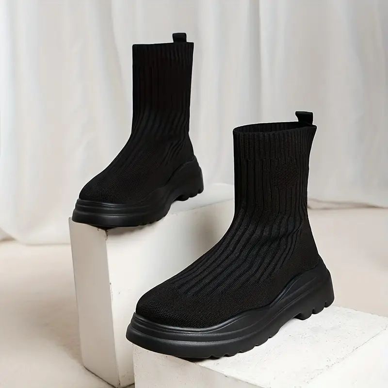 Uued pluss-suuruses kommivärvi kõrge põrkega lendlevad kootud hingavad keskjala platvormsaapad naistele_voghion.com