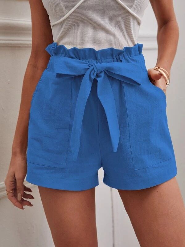 2025s New 2025 Summer Women's Loose Linen Casual Shorts With Pockets Solid Color Plus Size High Waist Wide Leg Pants_voghion.com