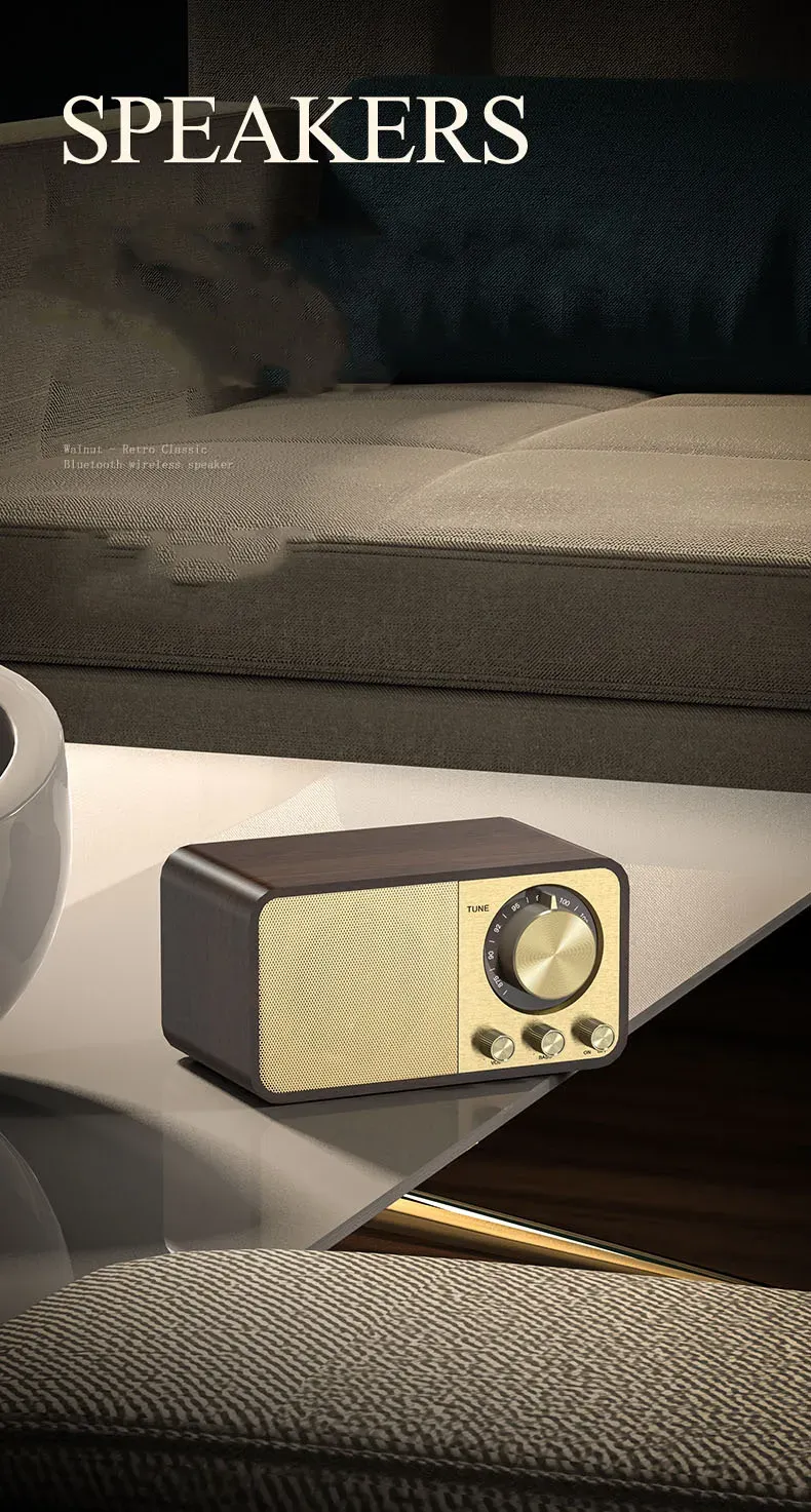 JY66 Retro Wooden Bluetooth Portable Outdoor Radio Subwoofer With Creative Design And Powerful Sound Compact Plug In_voghion.com