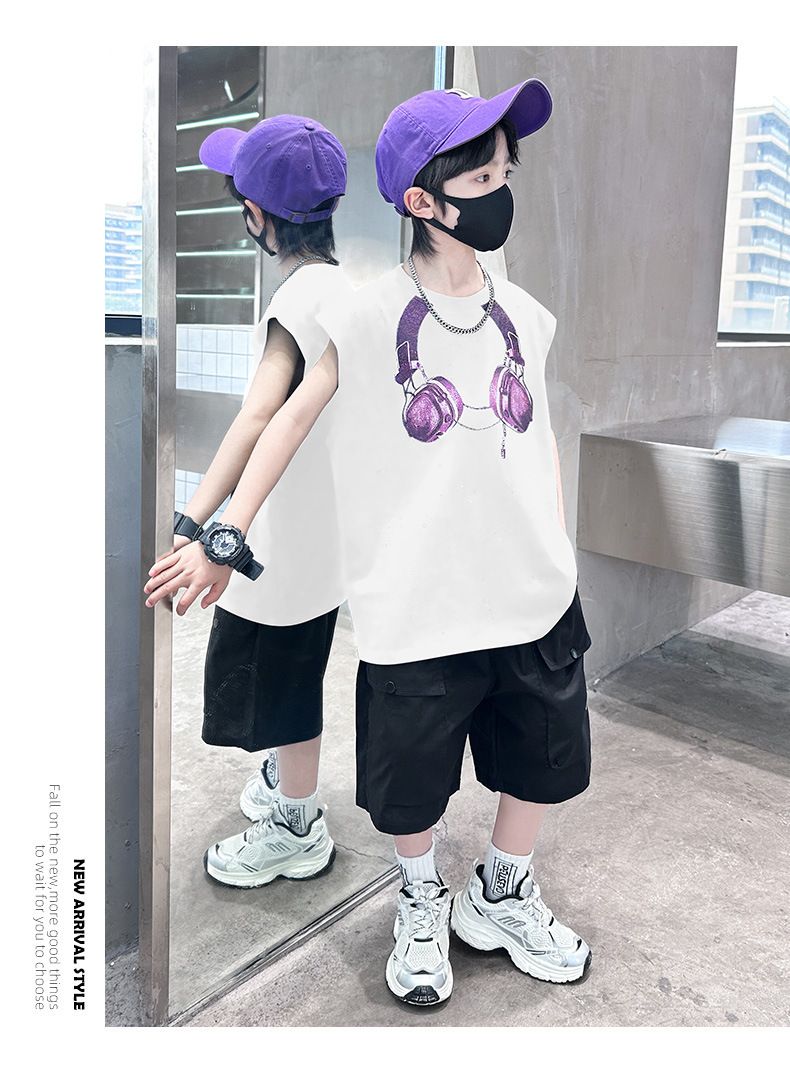 Kids’ Clothing New Style For Middle And Large Children Summer Children's Shorts Boys Two Piece Suit_voghion.com