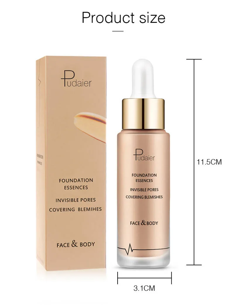 Pudaier Foundation Base Matte vloeibare make-up concealer Volledige dekking Langdurige gezichtscrème Whitening Fleuren Contour_voghion.com