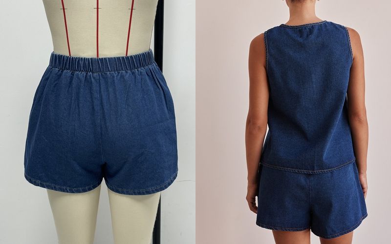 Women's Clothing Summer Fashion Casual Sleeveless Lace Up High Waist Women's Vest Denim Suit Shorts Women_voghion.com