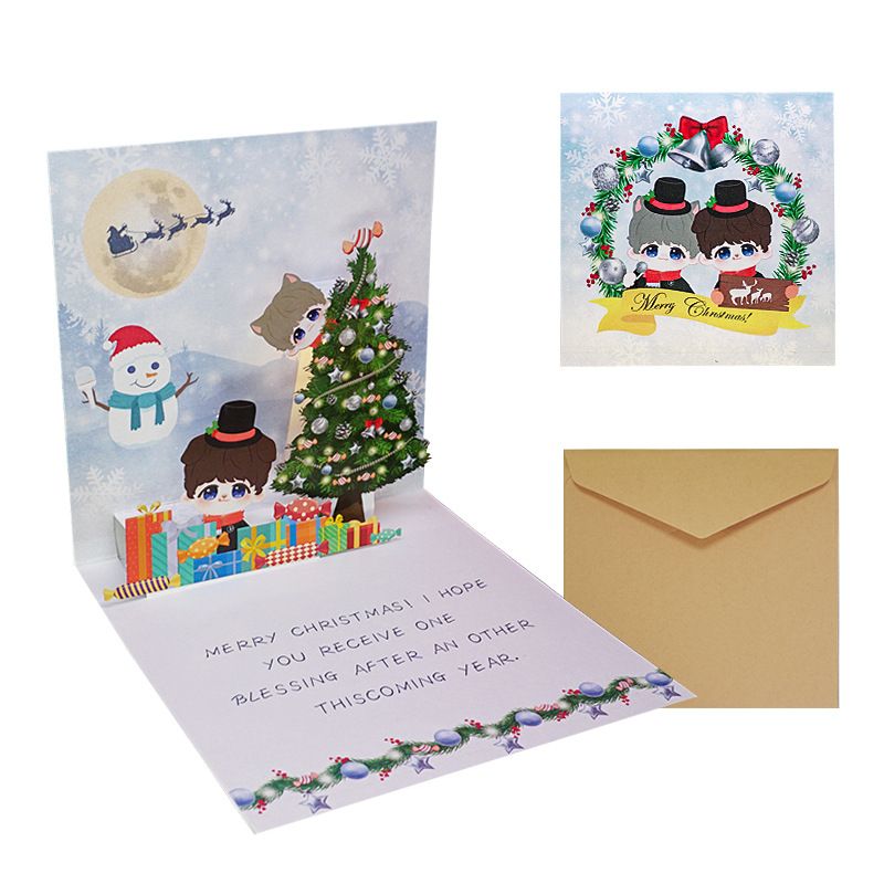 Christmas 3D Pop-Up Cards With Gold Foiling – Festive Holiday Greeting Cards For Family & Friends Custom Holiday Envelopes_voghion.com