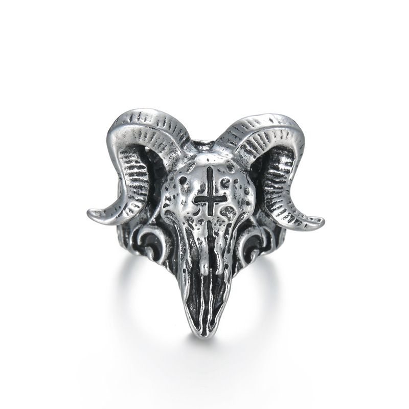 Fashionable versatile sheepskin head ring with an open mouth, men's trendy single index finger ring, exaggerated and_voghion.com