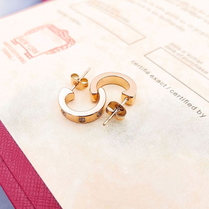 Classic LOVE Style C Shaped Gold Earrings Female_voghion.com