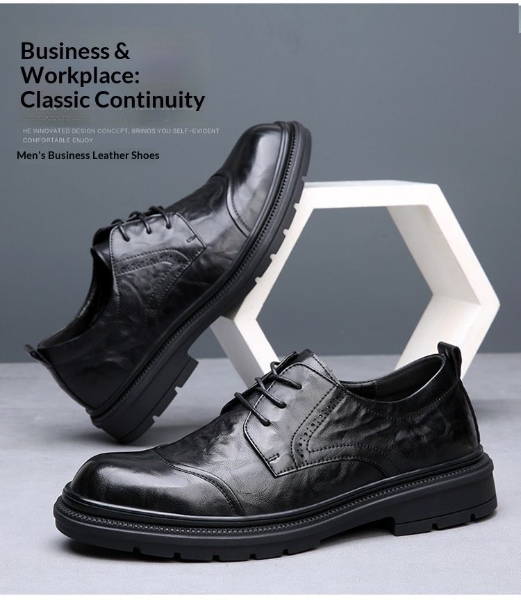 Voyage Business Formal British Round Toe Derby Genuine Leather Casual Lace-up Men's Breathable Groom Wedding Shoes Men_voghion.com