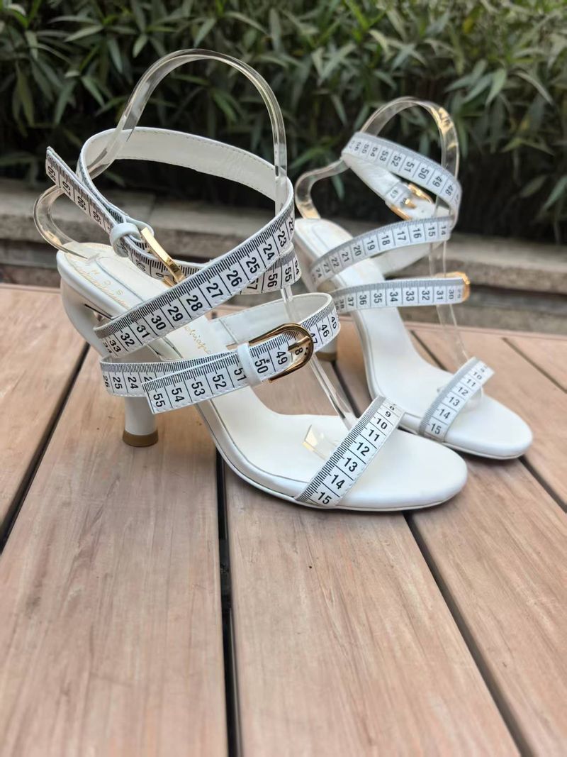 Women’s Shoes High End Fashion Women's Shoes Letter Strap Sandals Small Fragrance Style High Heels Straps_voghion.com