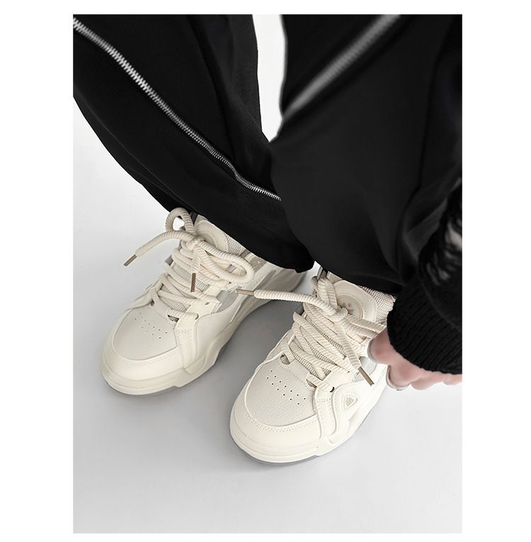 2024 neue Stil Nischendesign Brot Trend Schuhe Herren Freizeitschuhe Student dicke Unterseite Schnürschuhe große Größe Herrenschuhe grenzüberschreitend_voghion.com