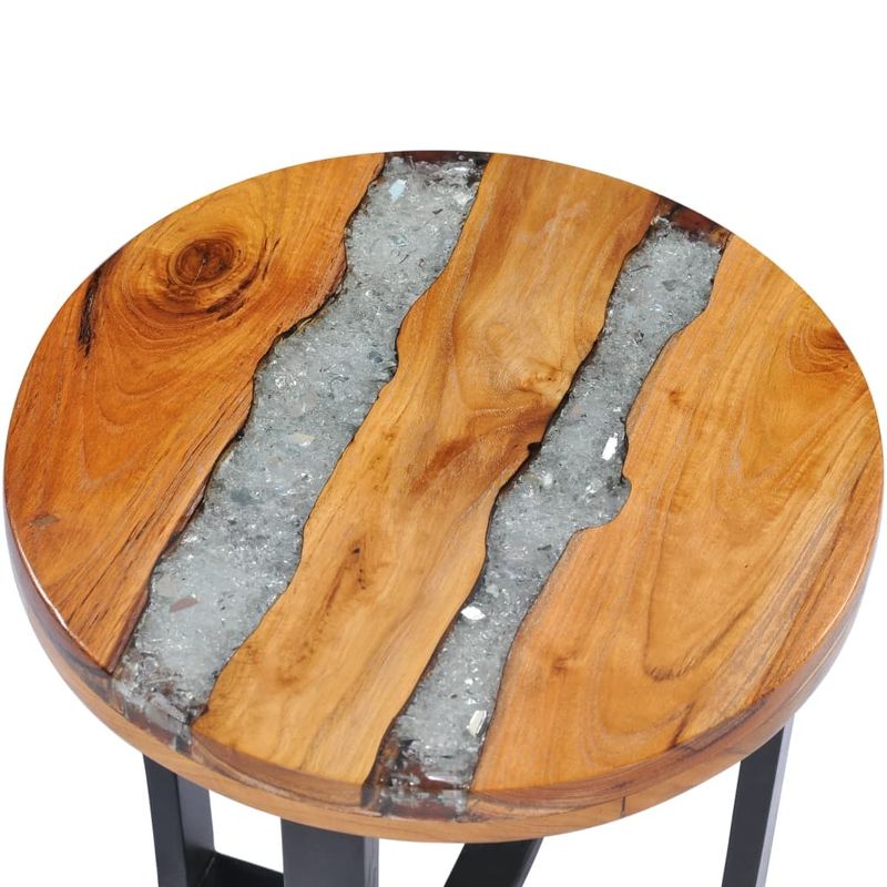 Coffee Table 15.7"x17.7" Solid Teak Wood and Polyresin_voghion.com