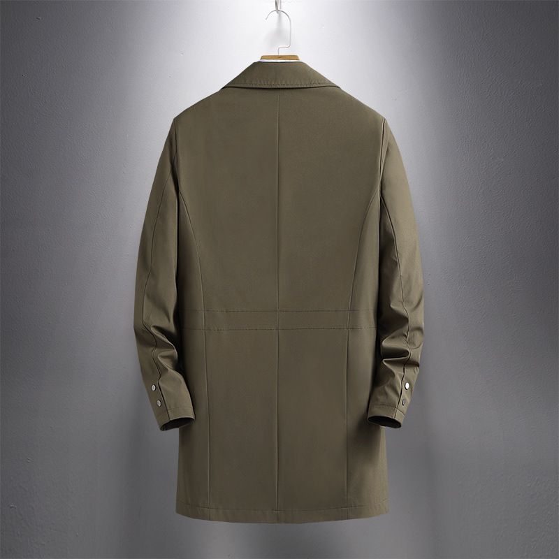 Men's Clothing Windbreaker Men's Mid Length Spring and Autumn Business Casual Casual Jacket Men's Youth Fashion Lapel Jacket Men's_voghion.com
