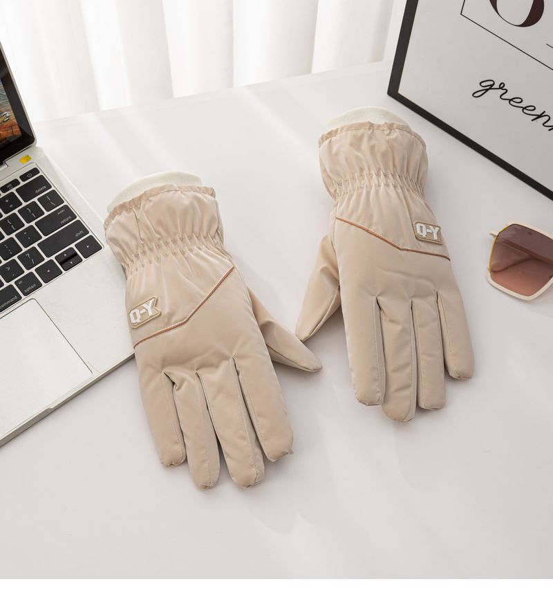 Luvas de ciclismo de lã grossa feminina com tela sensível ao toque e luvas de algodão quentes e impermeáveis para andar de bicicleta elétrica no inverno_voghion.com