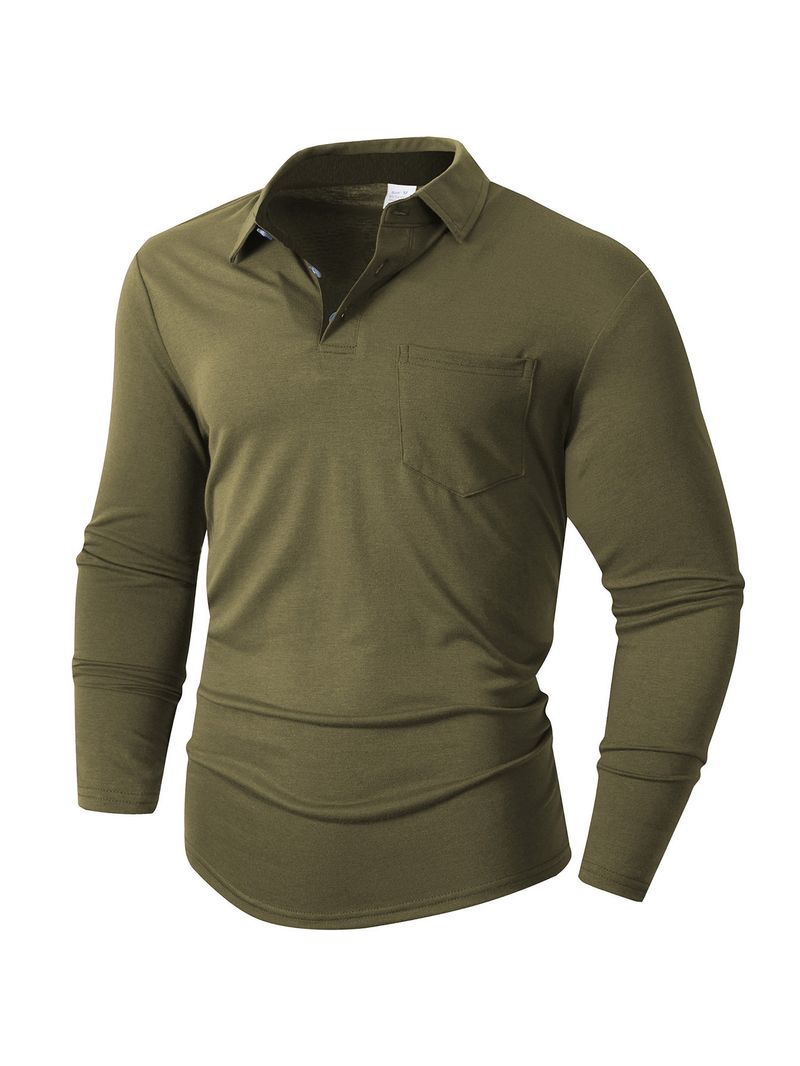 Klassisches Langarm-Poloshirt für Herren – bequemes und stylisches Freizeitoberteil für Herbst und Winter (mehrere Farben und Größen)_voghion.com