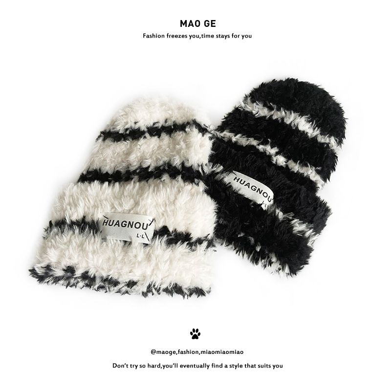 Cappello di lana da donna con etichetta Cat Brother, nuovo, lavorato a maglia, autunno inverno, caldo e spesso, in peluche, versione coreana_voghion.com