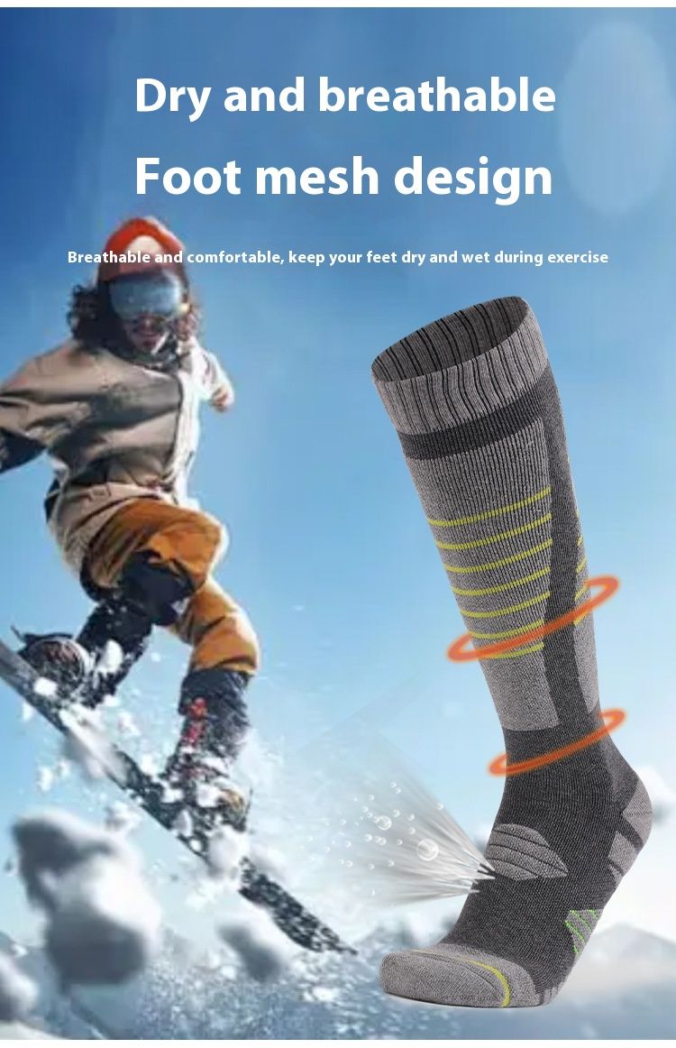 Dva trápení Pánské lyžování Venkovní teplý ručník Spodní tlustý sportovní pot absorbující dlouhá trubice bavlněná ponožka_voghion.com