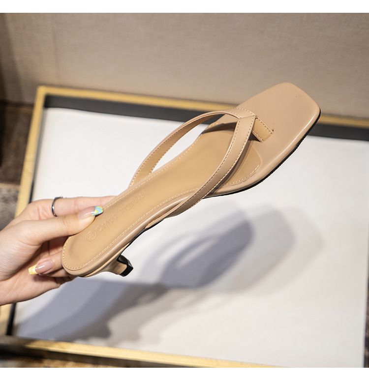 Square Flip-Flops French Style Kitten Women New Summer Mid-High Toe Clip Thin Heel Sandals For Utdoor Wear_voghion.com