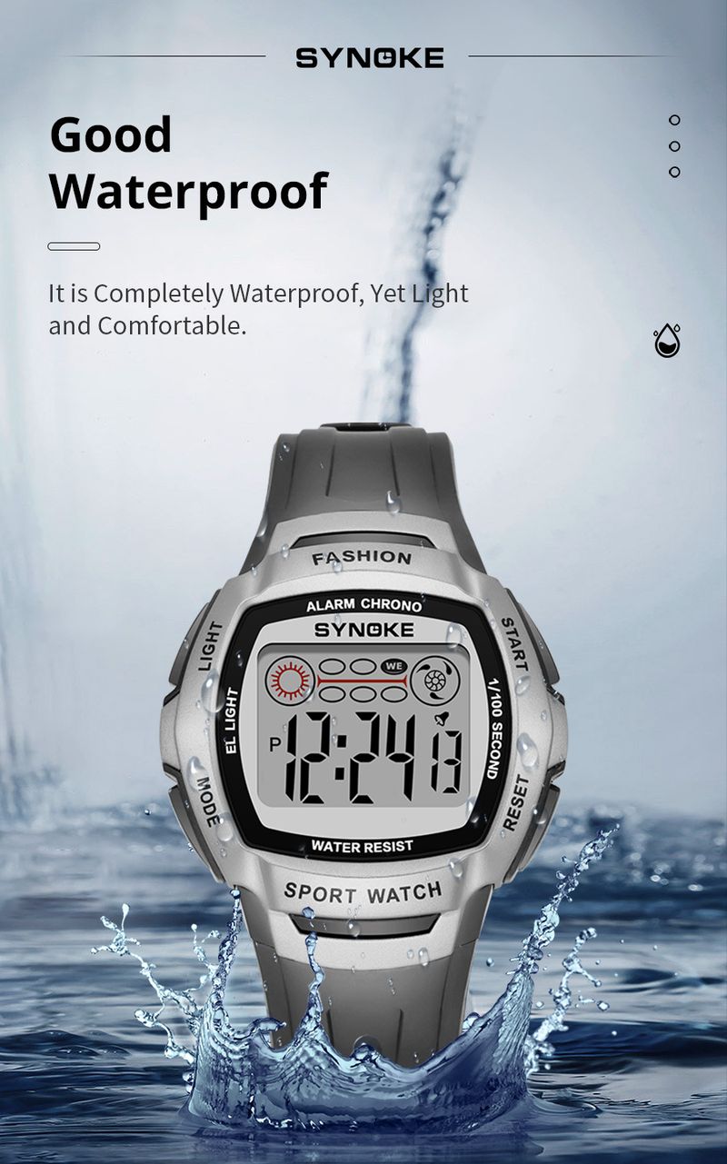 SYNOKE new retro electronic watch men's large screen simple waterproof luminous student watch sports_voghion.com