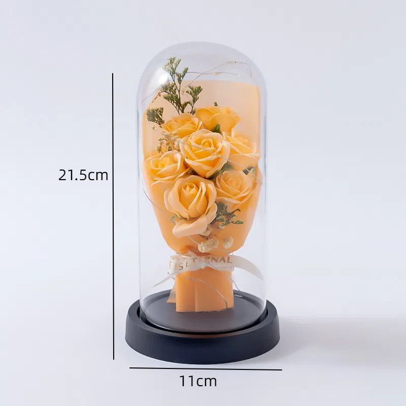 Cadeau créatif unisexe savon rose décoration de la maison couvercle en verre lumineux cadeau de décoration de Noël Saint Valentin_voghion.com