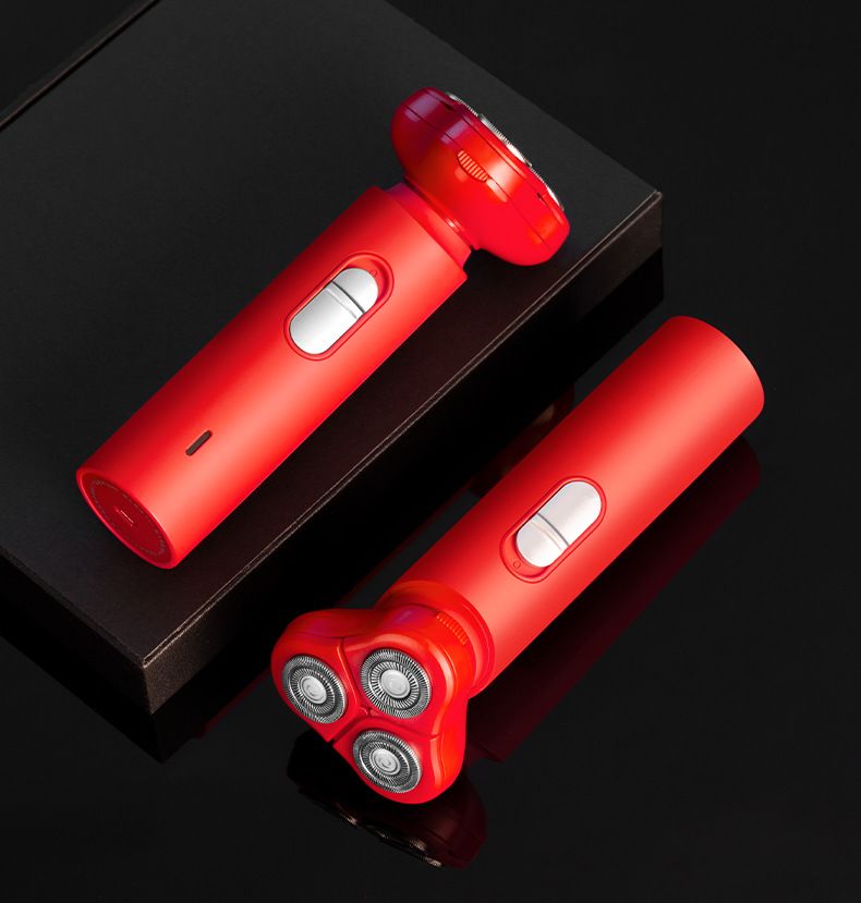Rasoio elettrico rosso – Lame rotanti flottanti 3D, impermeabile IPX7, ricarica rapida USB-C, autonomia di 60 minuti, ultra silenzioso (36 dB) per la cura maschile_voghion.com