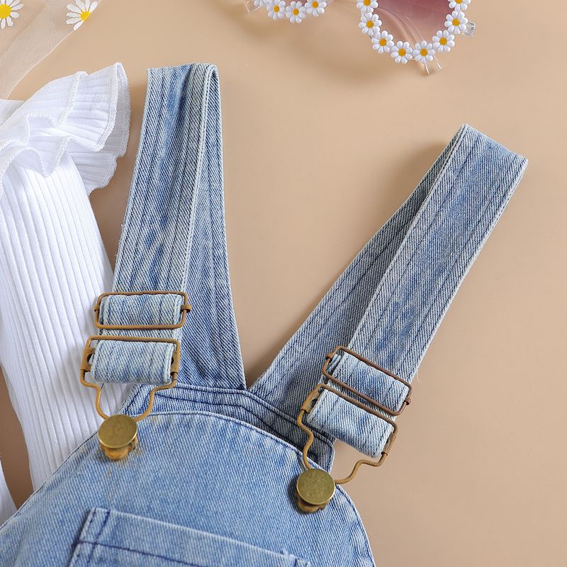 Babykleidung Mädchenanzüge Kinderkleidung Langarm-T-Shirt + Jeansrock mit Rückengurt, zweiteiliges Modeset_voghion.com