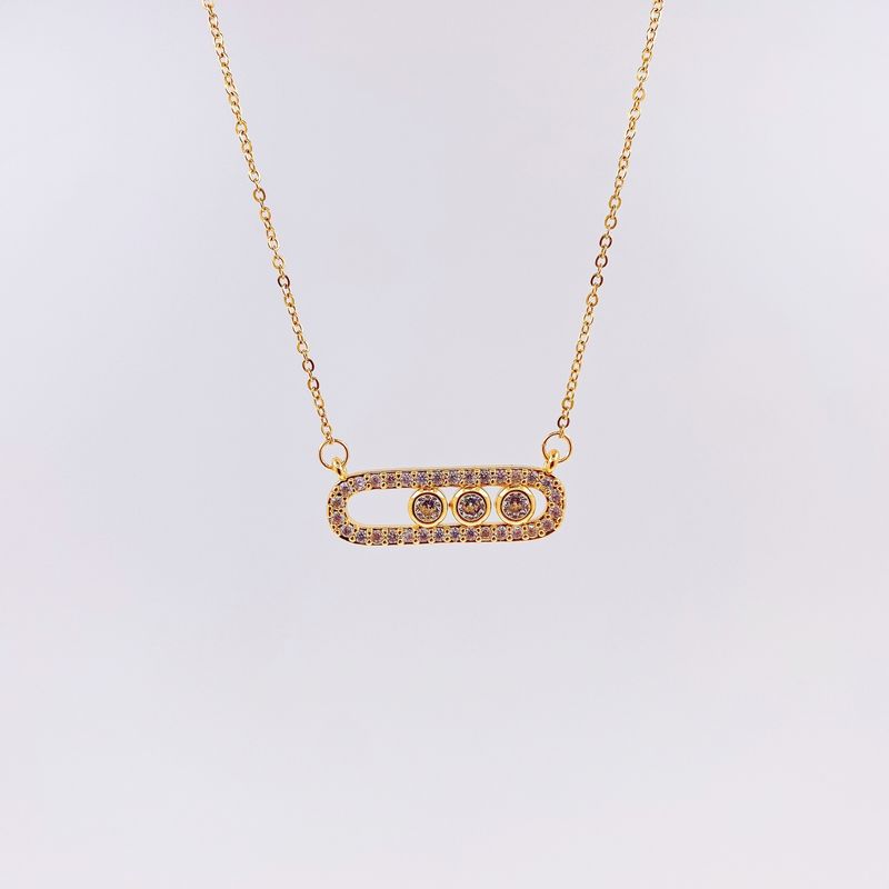Colar com pingente de contas de cristal estilo árabe para mulheres, joias delicadas de casamento, aço inoxidável, banhado a ouro, 3 pontos em oval_voghion.com