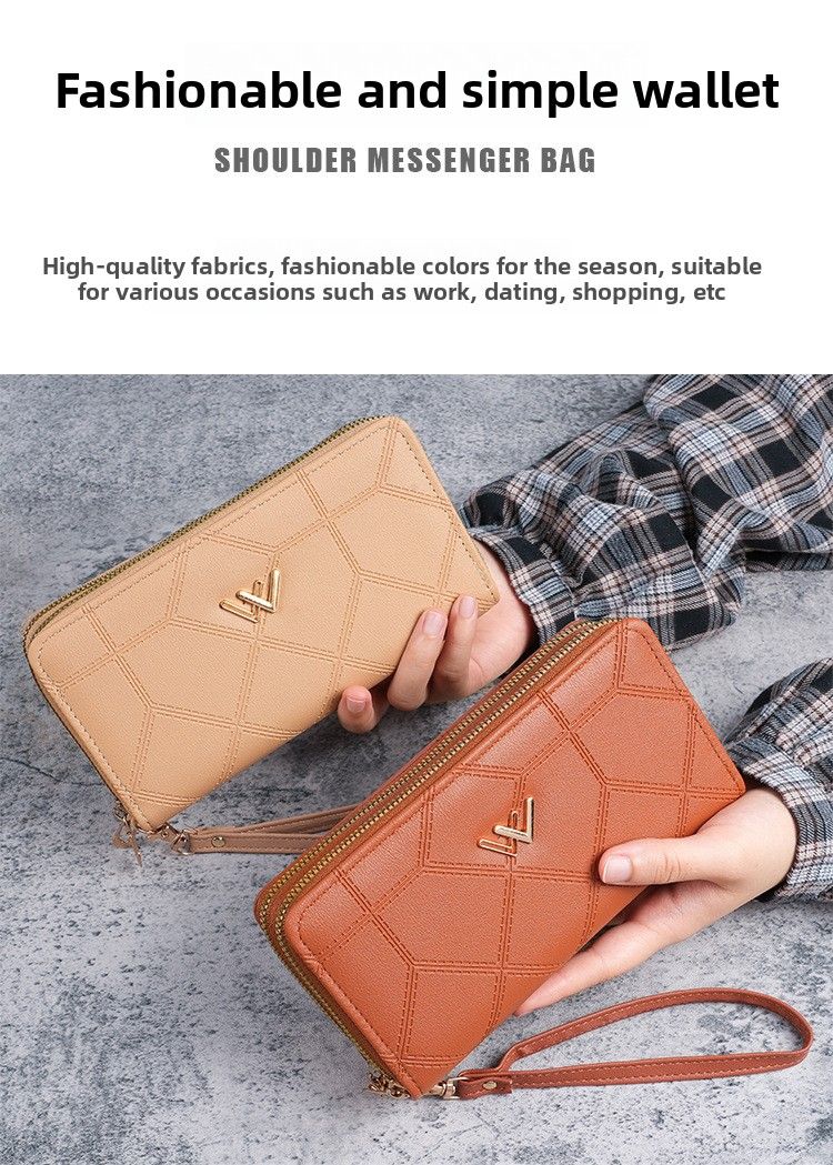 Women's Long Wallet, Double Zipper, Large Capacity Clutch Bag, Double Wallet, Mobile Phone Bag._voghion.com