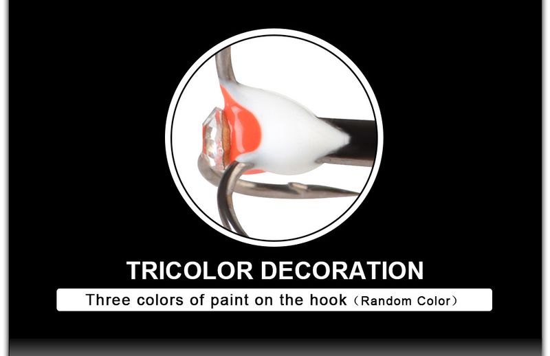 FTK Point Drill Ice Fishing 5 Pieces 0.57g Blood Groove High Carbon Steel Triple Anchor Colorful Fish Hooks_voghion.com