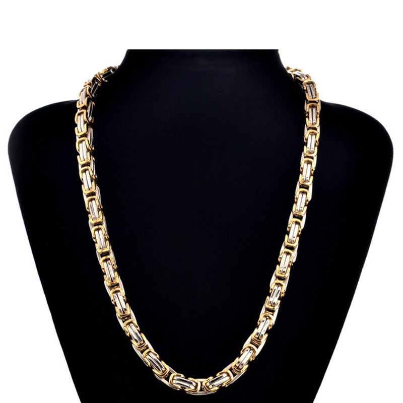 Collana a catena in oro placcato da uomo in acciaio inossidabile con freno maschile piatto King Rock Fashion Accesso Dropshipping gratuito_voghion.com