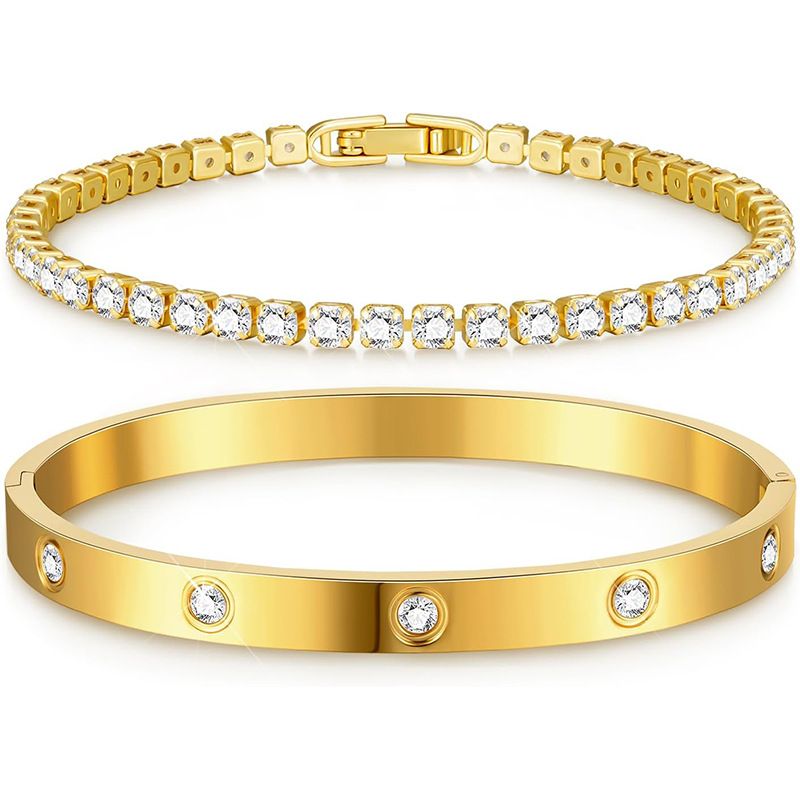 Fashion Inlaid Zircon Diamond Bracelet Set Women's Light Luxury Bracelet Jewelry_voghion.com