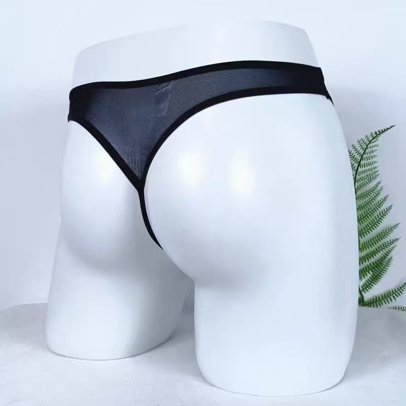 luckyqqyp European And American Style Sexy Thong Ultra-thin Mesh Low-rise Temptation Underwear Men's Passionate Exposed PP T-back_voghion.com