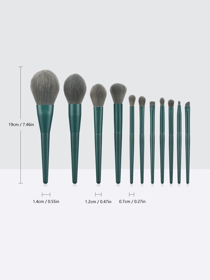 11 dunkelgrünes, professionelles, hochwertiges Make-up-Pinselset_voghion.com