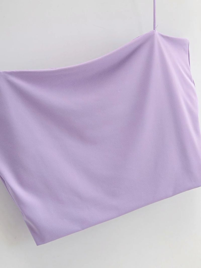 Canotta estiva da donna con elastico sottile e fascia elastica, aderente e aderente, in tinta unita_voghion.com