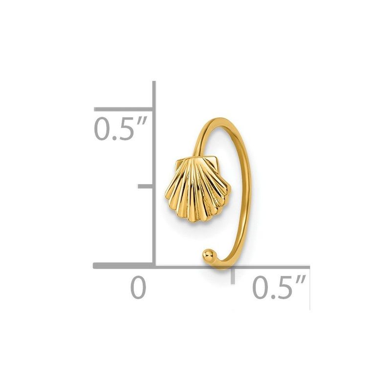 14k 20 Gauge Scallop Shell Nose Ring / Ear Cuff_voghion.com