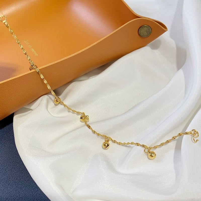 Vietnamese Gold-Plated Wave Pattern Personality Anklet, Long-Lasting Color, Simple Bell-Like Anklet For Women, Summer_voghion.com
