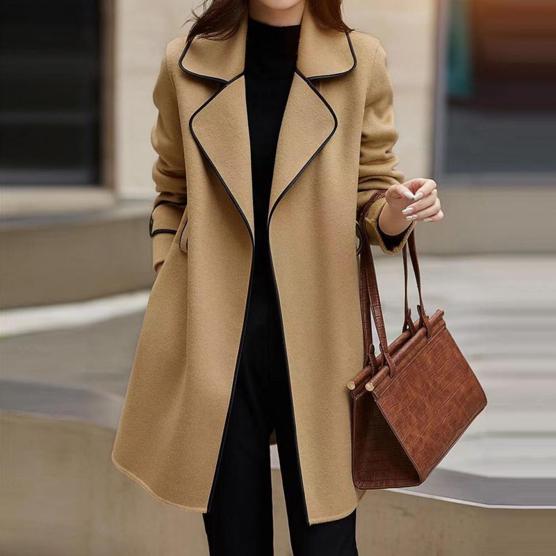 Neue Mode Damen Daunenjacke Frühling & Herbst Damen Wollmantel Trenchjacke Damen Warm Schlank Langer Mantel Outwear_voghion.com